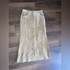 Tan Suede camel color  Women's suede maxi western Skirt size 4